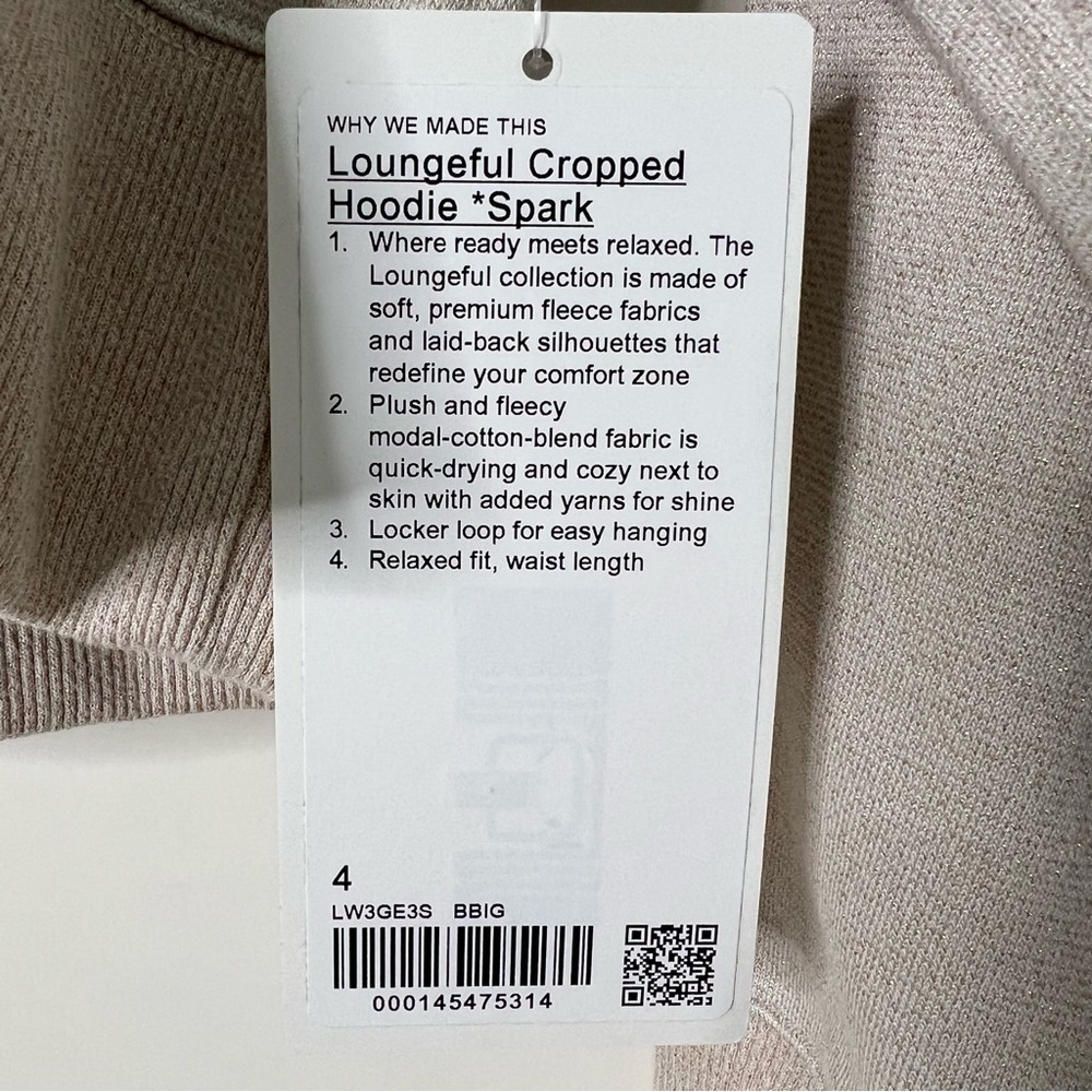 New Lululemon Loungeful Cropped Hoodie Spark 4 Beige Gold Bone Sweatshirt Crop - Picture 8 of 16